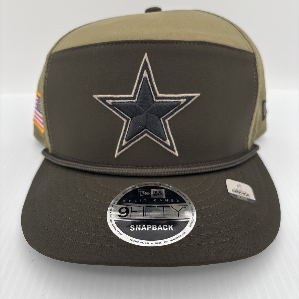 DALLAS COWBOYS NFL NEW ERA 9FIFTY SPLIT PANEL SALUTE TO SERVICE SNAPBACK HAT CAP